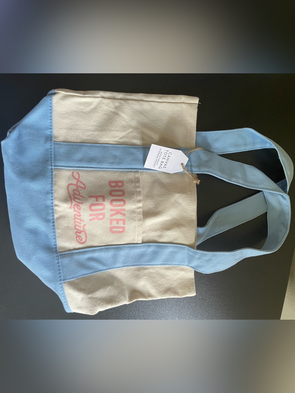 Blue & Cream Canvas Tote Bag